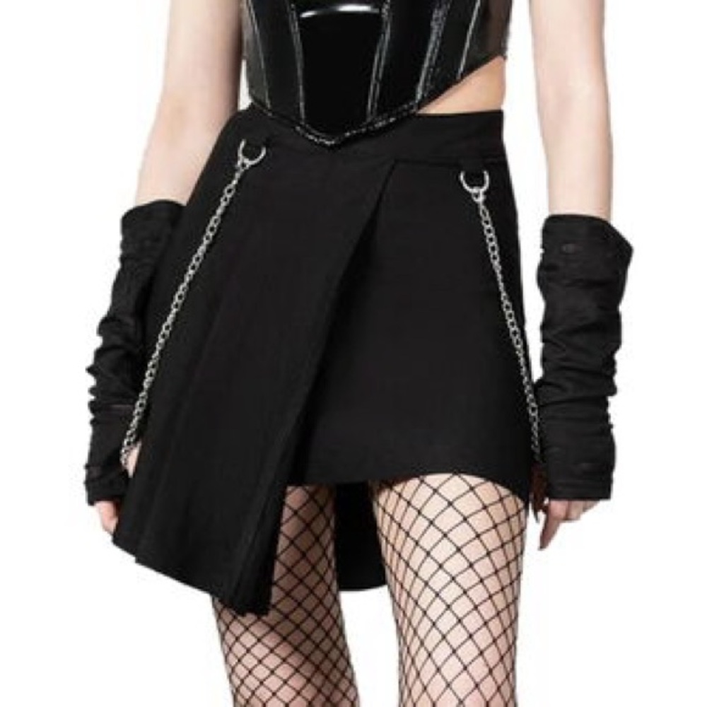 Killstar Black Skirt with Chain Detail